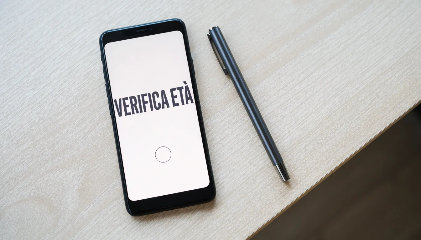 Un foglio di concessione in carta con un timbro rosso, appoggiato su una scrivania di legno accanto a una penna