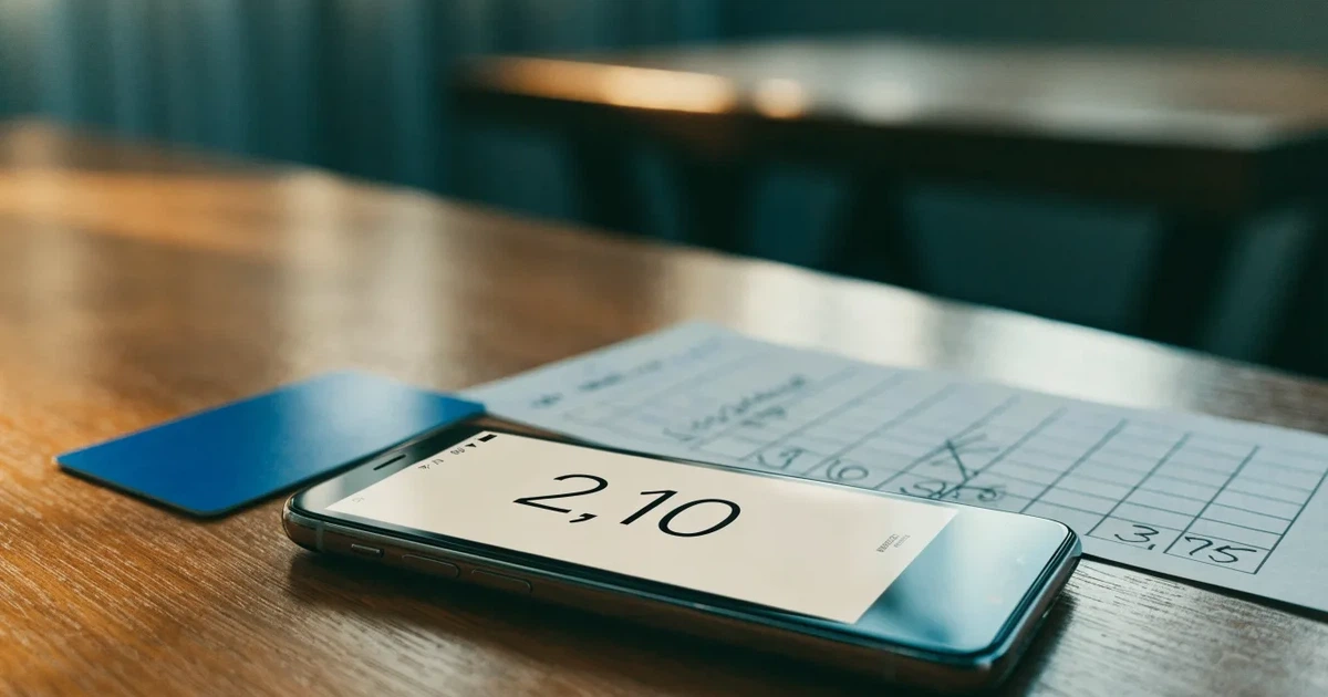 Uno smartphone e una carta di pagamento affiancati su un tavolo di legno, con alcune banconote da euro accanto